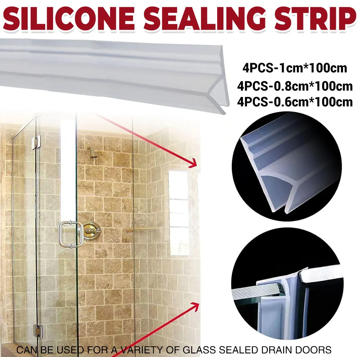 Silicone Sealing Strip Weatherproof Soundproof Door Window Seal for Home Office - 0.6 x 100CM — image 2
