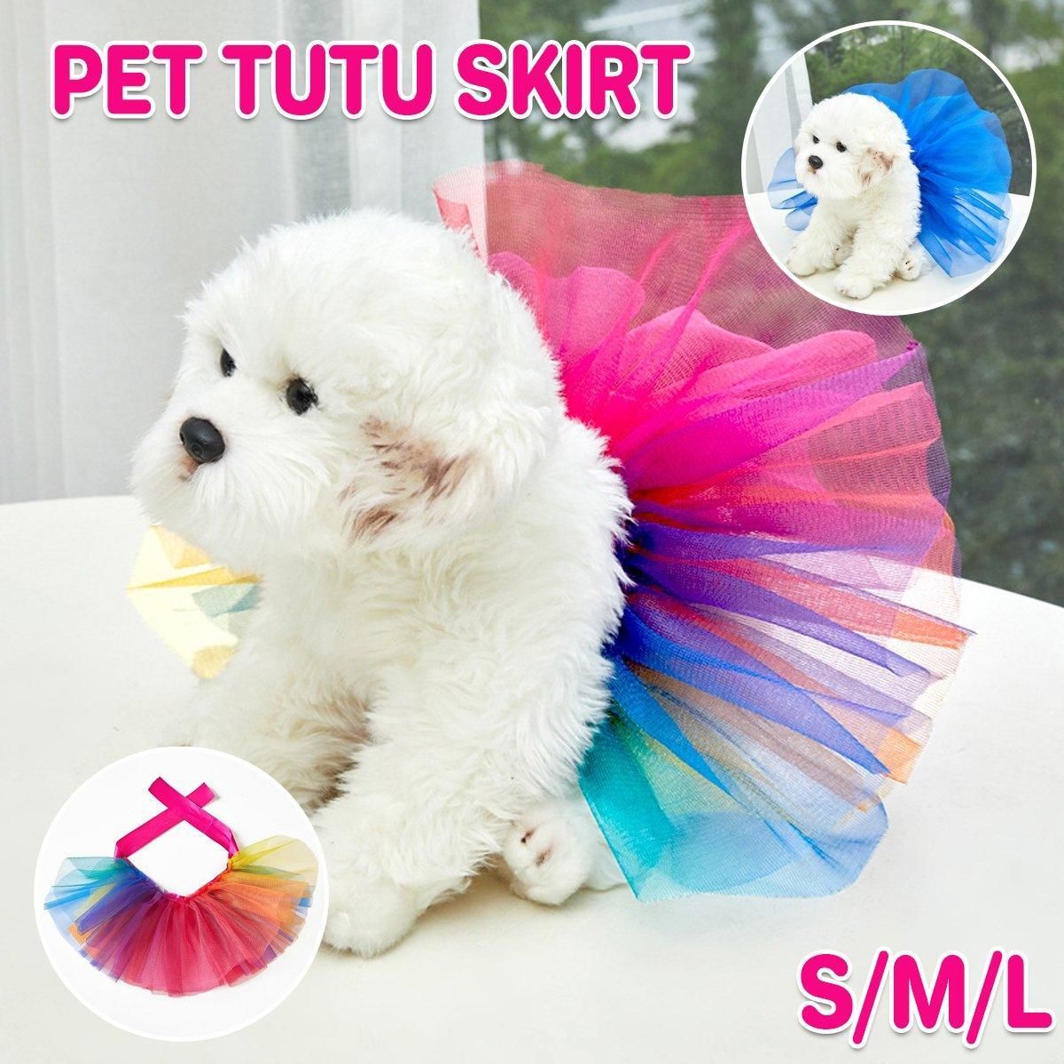 Strappy Pet Skirt Dog Saree Half Skirt Cute Pet Clothing Dress for Dogs Cats - Rainbow-M — image 2