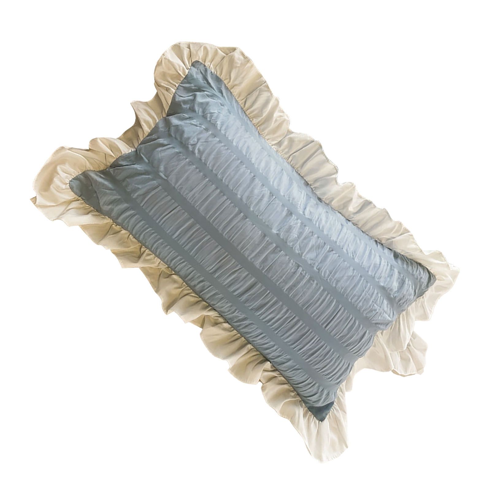 Ruffles Pillow Covers for Student Pure Color Breathable Lovely Pillow Cases for Dormitory Bedroom Blue 48x74cm/18.9x29.1in — image 4