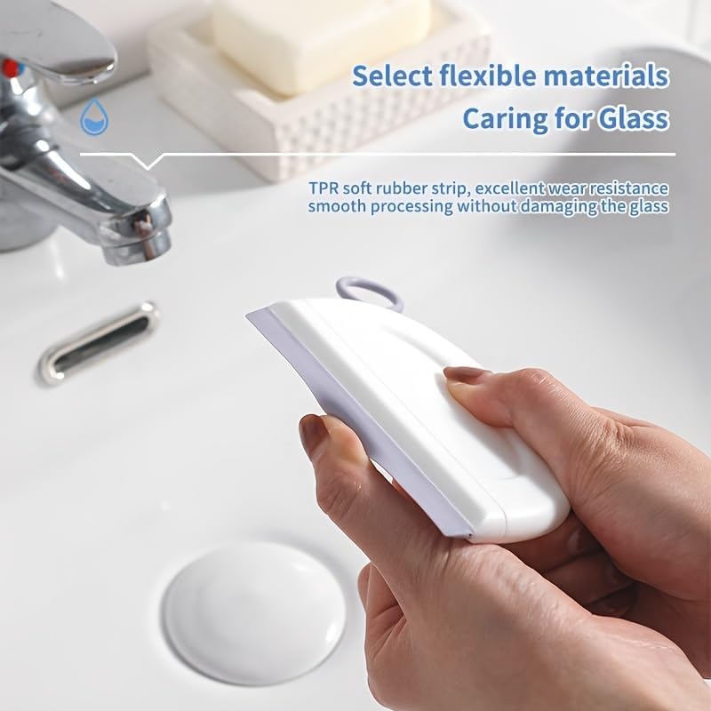 2 Pack Silicone Squeegee with Hanging Hook for Bathroom Mirror and Car Streak-Free Cleaning Tool — image 3