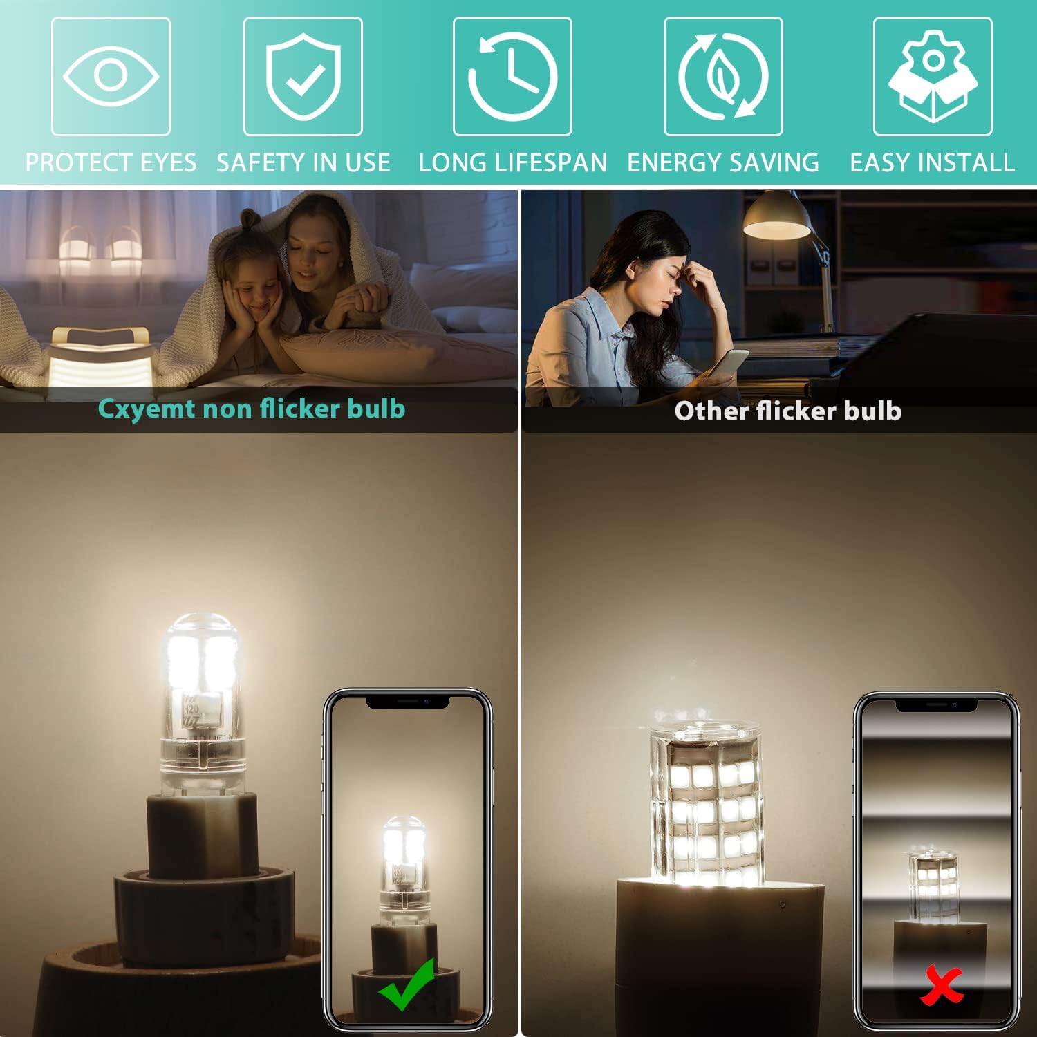 G9 LED bulbs 1.5W equivalent to 20W halogen natural white light 4000K, AC 220-240V, non-dimmable, mini bulb, flicker-free, 6-pack_MGF — image 4
