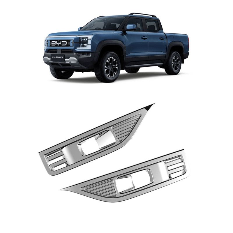 BYD Shark 6 Side Fender Parking Light Decorative Covers | 3 Surface Finishes Available: Black, Chrome, Carbon Fiber Truck Exterior Decorative Covers (Chrome)