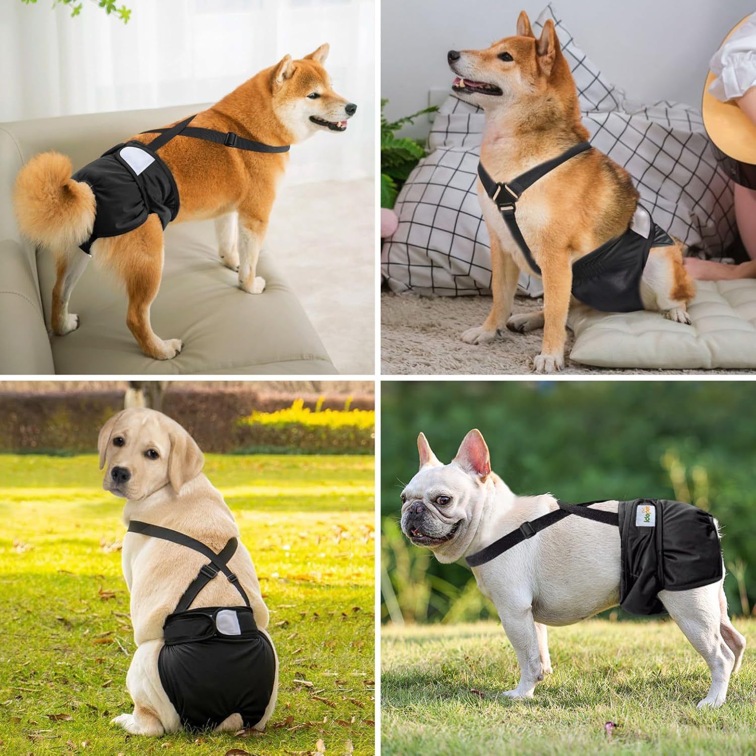 3 Pack Avont Washable Female Dog Diaper with Suspender, Reusable Girl Doggie Diapers for Small Medium Large Doggy in Heat Cycle Period Incontinence -S โ image 4