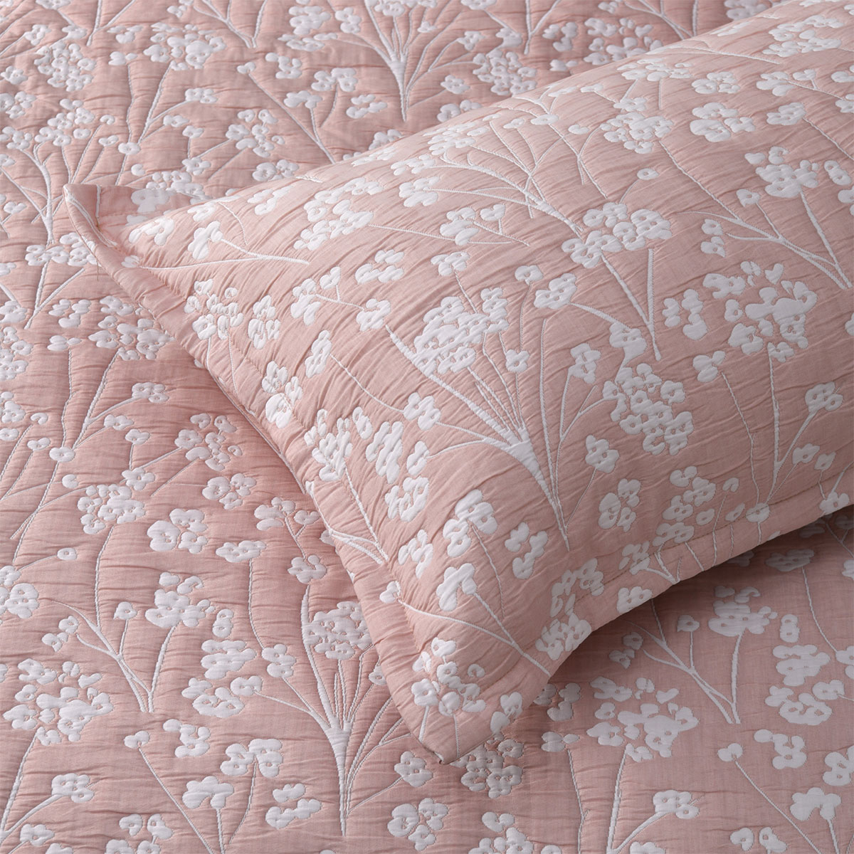 Bianca Myra Blush Floral Jacquard Bedspread Set Single โ image 4