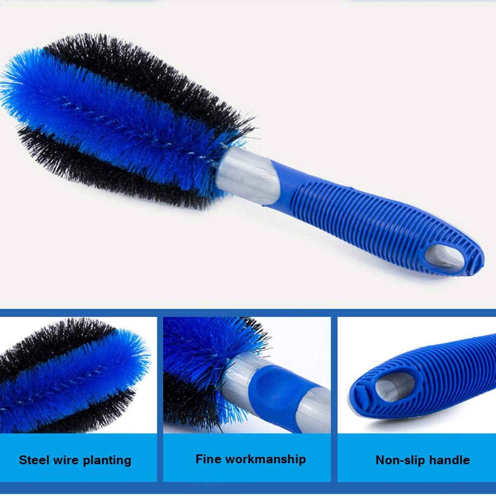 3pcs/Set Blue Long Brush for Rims and Tires Brush for Car Tire Brushes for Cleaning Wheels Wash Brush with Handle Supplies Special — image 4