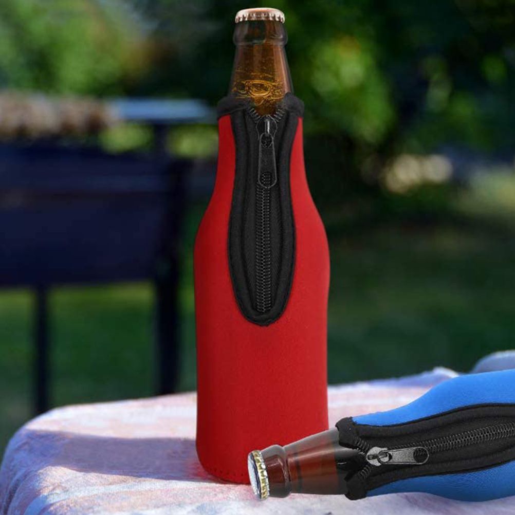 Beer Bottle Sleeve Zip Up Bottle Cover Collapsible Neoprene Sleeve Beer Cooler Covers for Indoor Outdoor Activities — image 4