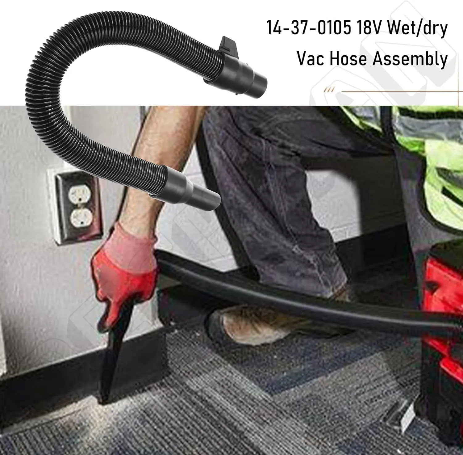 Vacuum Hose Assembly Replacement with Internal Storage Compatible with 18V 28V Wet Dry Vacuums 14 37 0105 Black — image 6