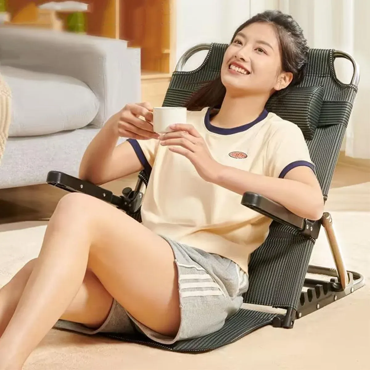 Adjustable Backrest Folding Bed Sit up Rest with Armrest 40-90 Degree Angle — image 4