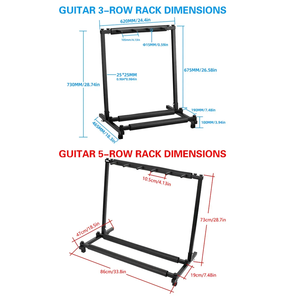 Multi Guitar Stand Guitar Rack Padded Folding Design Hold 3/5 Guitars Adjustable - 5 Guitar Stand — image 4