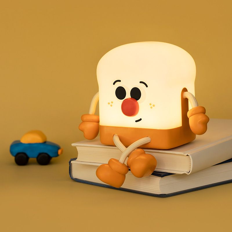 Rechargeable Cute Toast Bread Night Light Dimmable Table Lamp Phone Stand with Timer for Bedroom Bedside, Nursery Light Cute โ image 5