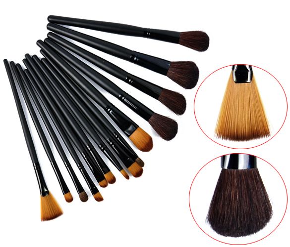 32pcs Professional Makeup Brushes, Genuine Goat Hair, Leather Case, Black — image 3