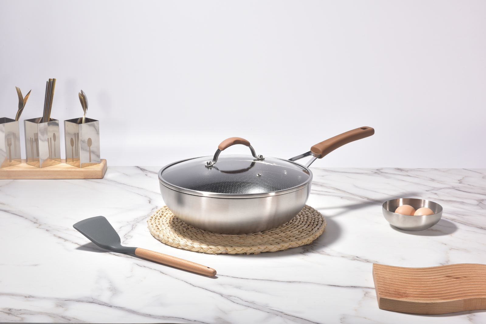 Kylin 3 Layer Stainless Steel Non Stick Noka Wok 30cm โ image 2
