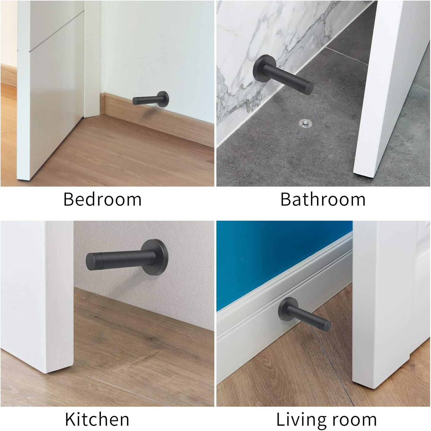 DOKU 10Pcs Door Stop, 3.5 Inch Heavy Duty 304 Stainless Steel Door Stopper with Rubber Tips Bumper, Wall Mounted Door Holder Protection Sound Dampening, Matte — image 4