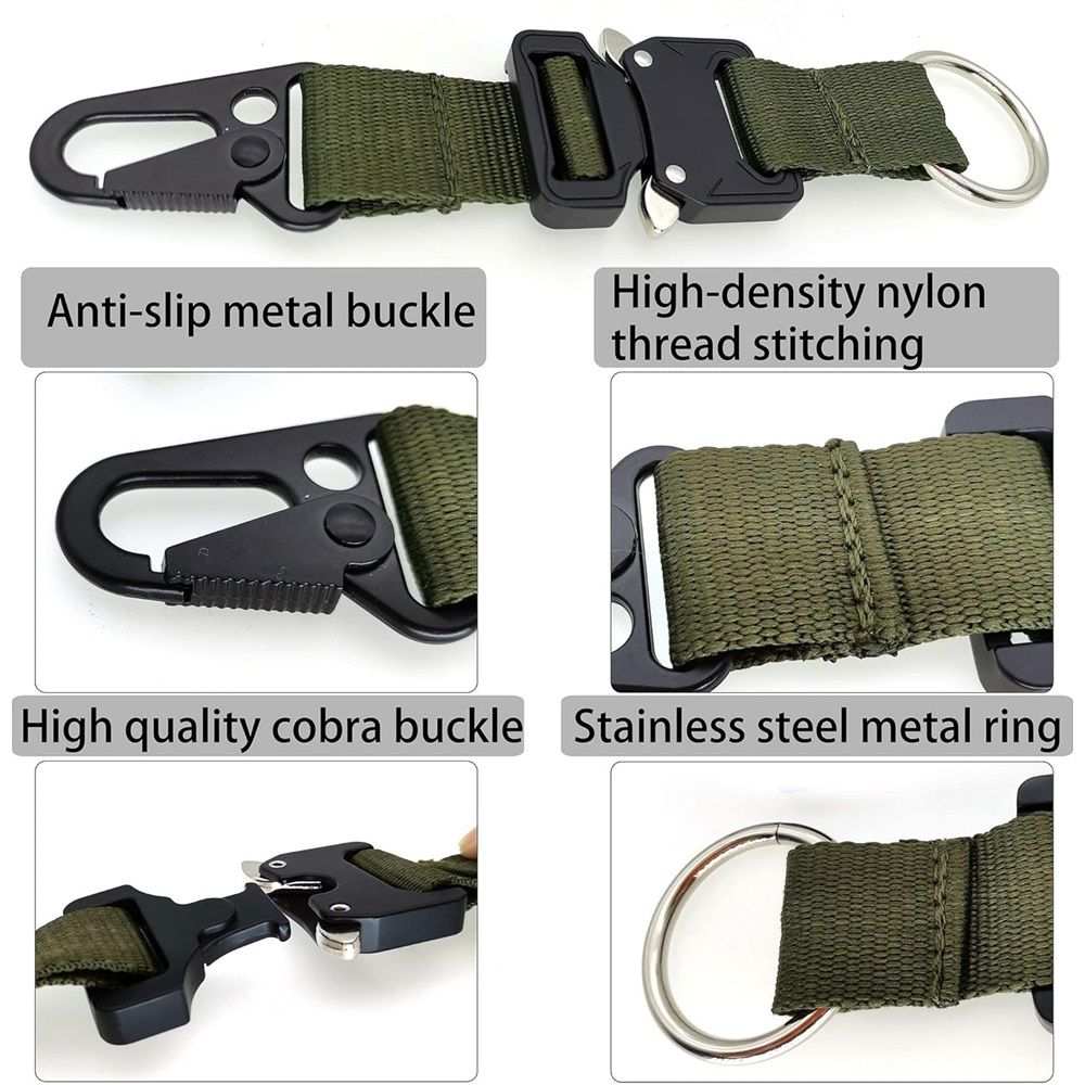 2 pack Keychain for Men with Quick Release Buckle Gear Clips with Clip and Stainless Steel Ring(green) — image 5