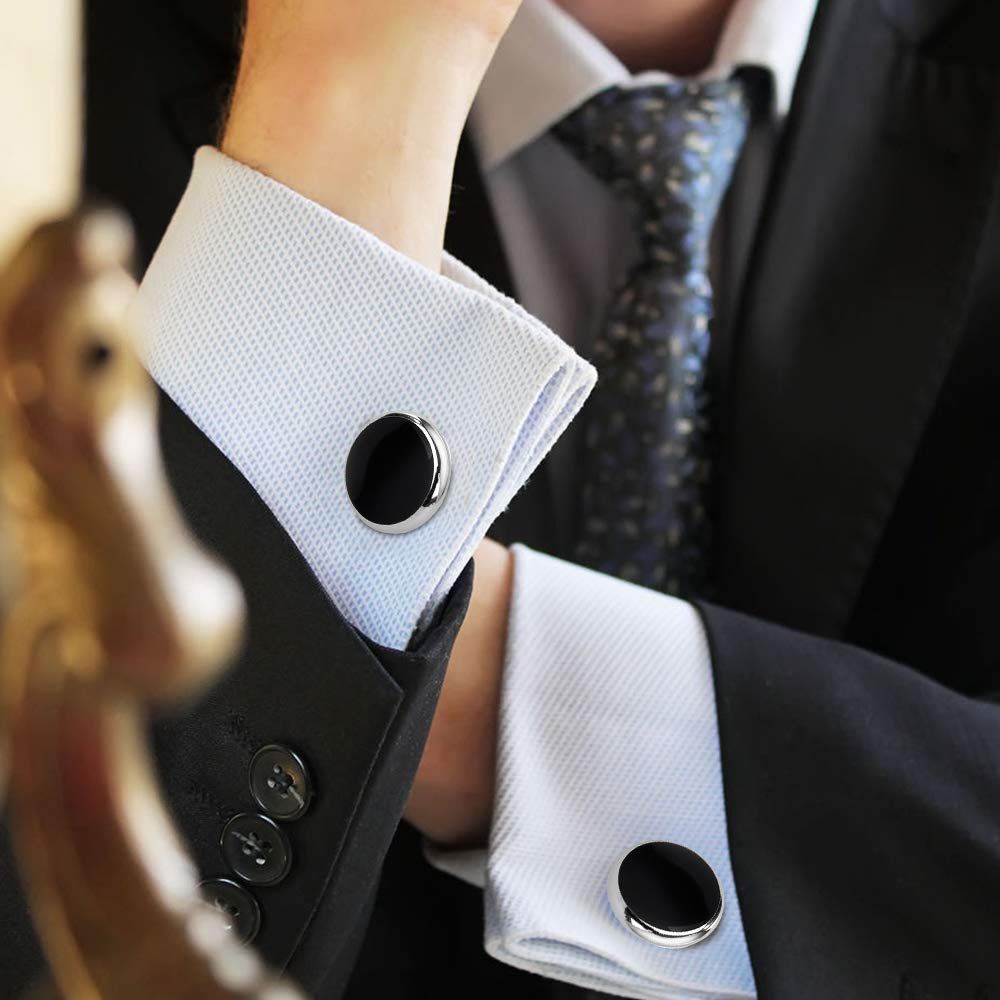 Best Gift for Men Mens Cufflinks and Studs, Shirt Cufflinks and Studs Set for Men, Brass Cuff Links and Shirt Studs for Wedding — image 3