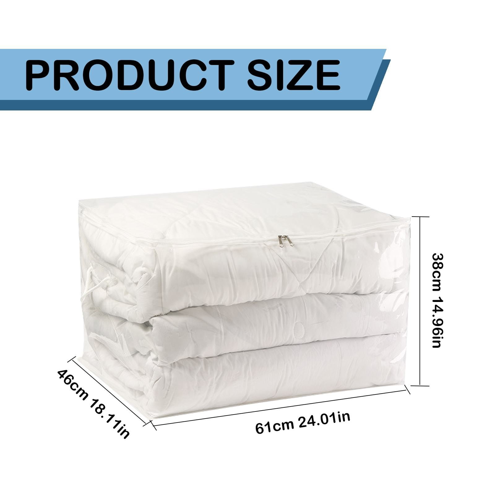 Transparent Zipper Clothing Storage Bag - Heavy-Duty Organizer for Blankets, Linen, Bed Sheets, Clothes & Pillows, Space-Saving, 61 × 46 × 38 cm — image 3