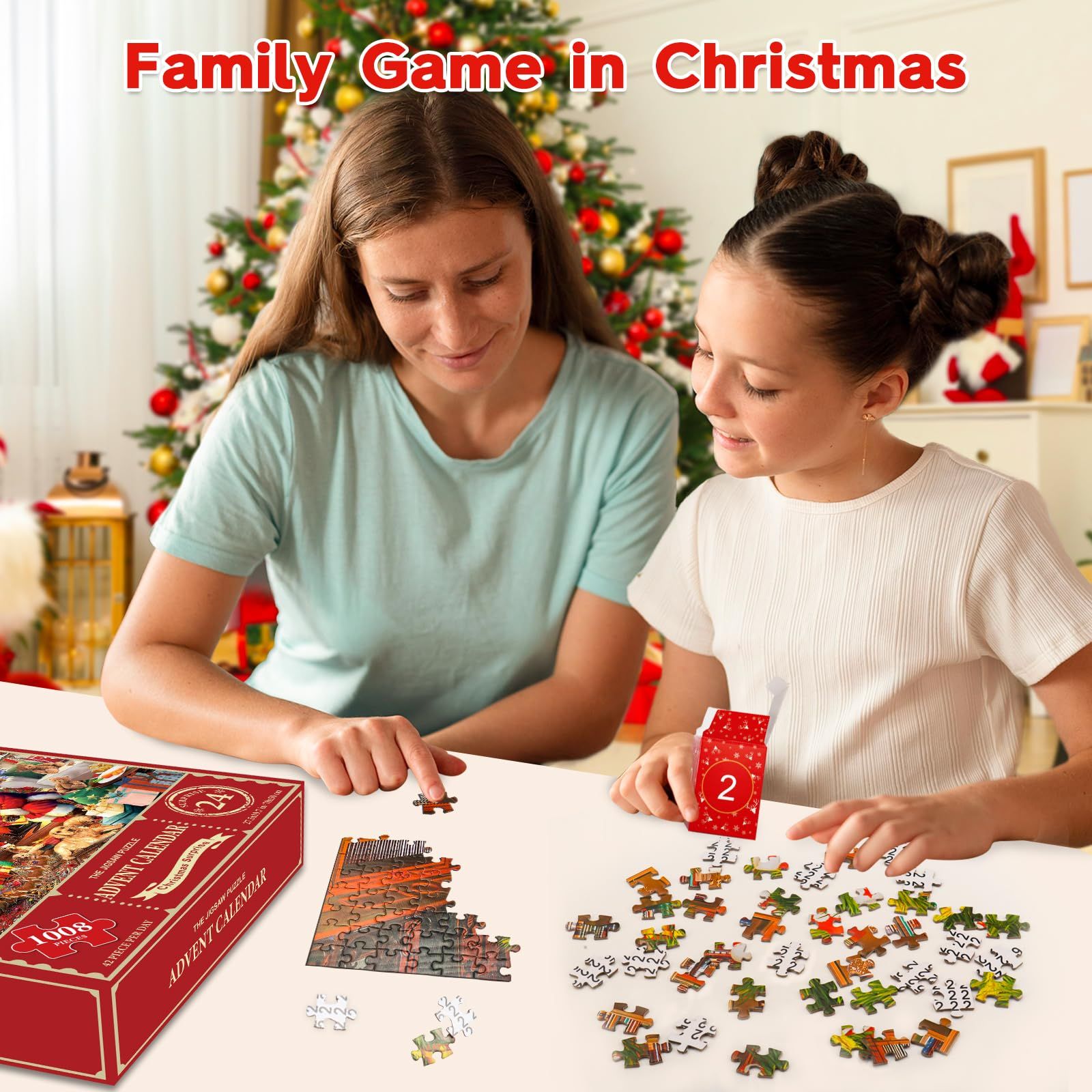 Christmas Holiday Advent Calendar, Puzzle Retro Educational Toys, Winter Holiday Puzzle Christmas Surprise Gift for Kids and Adults — image 4