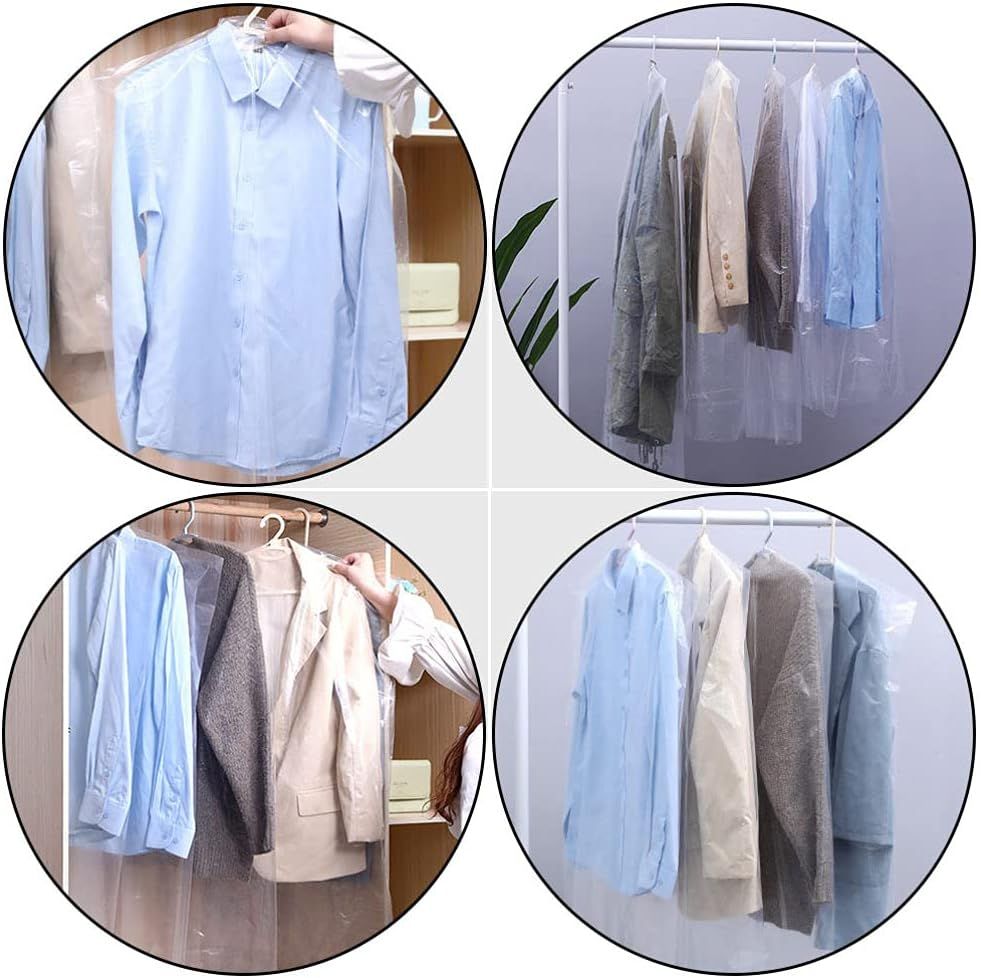 20 Pack Dry Cleaner Bags Plastic Clear Bags Transparent Clothing Cover Hanging Garment Bags for Closet,Home Storage,Travel,Wedding — image 3