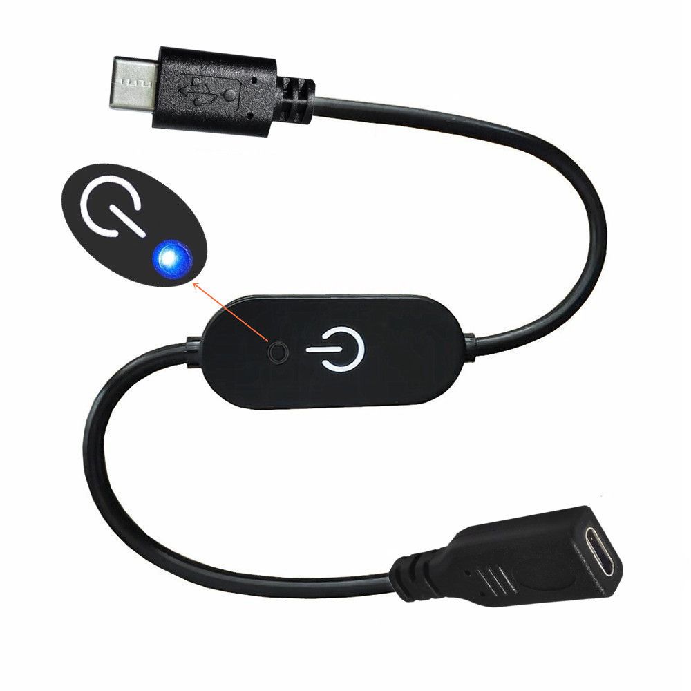 2 pcs USB C Switch Extension Cable, USB Type C Male to Female Touch Switch Controller, LED Touch Inline Dimmer USB C Cable Dimmer