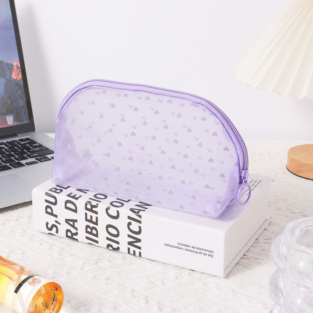 Portable Makeup Bag Large Capacity Travel Cosmetic purple semicircle
