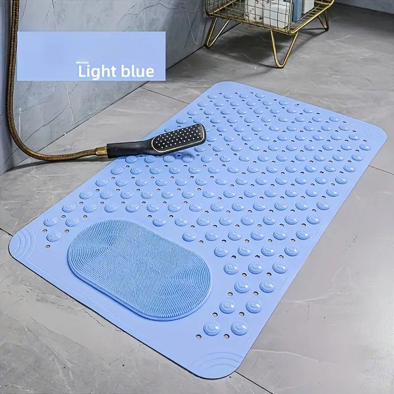 Anti-Slip Massage Shower Mat with Suction Cups Foot Spa Bathroom Mat(BLUE)