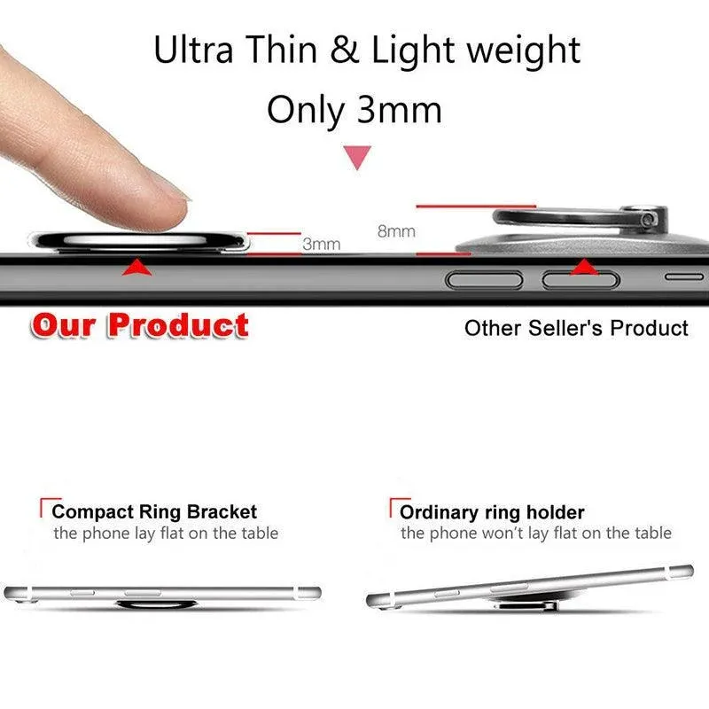 Iring Phone Ring Finger Holder Stand Mobile Grip with Mount Hook for iPhone and iPad - Black โ image 6