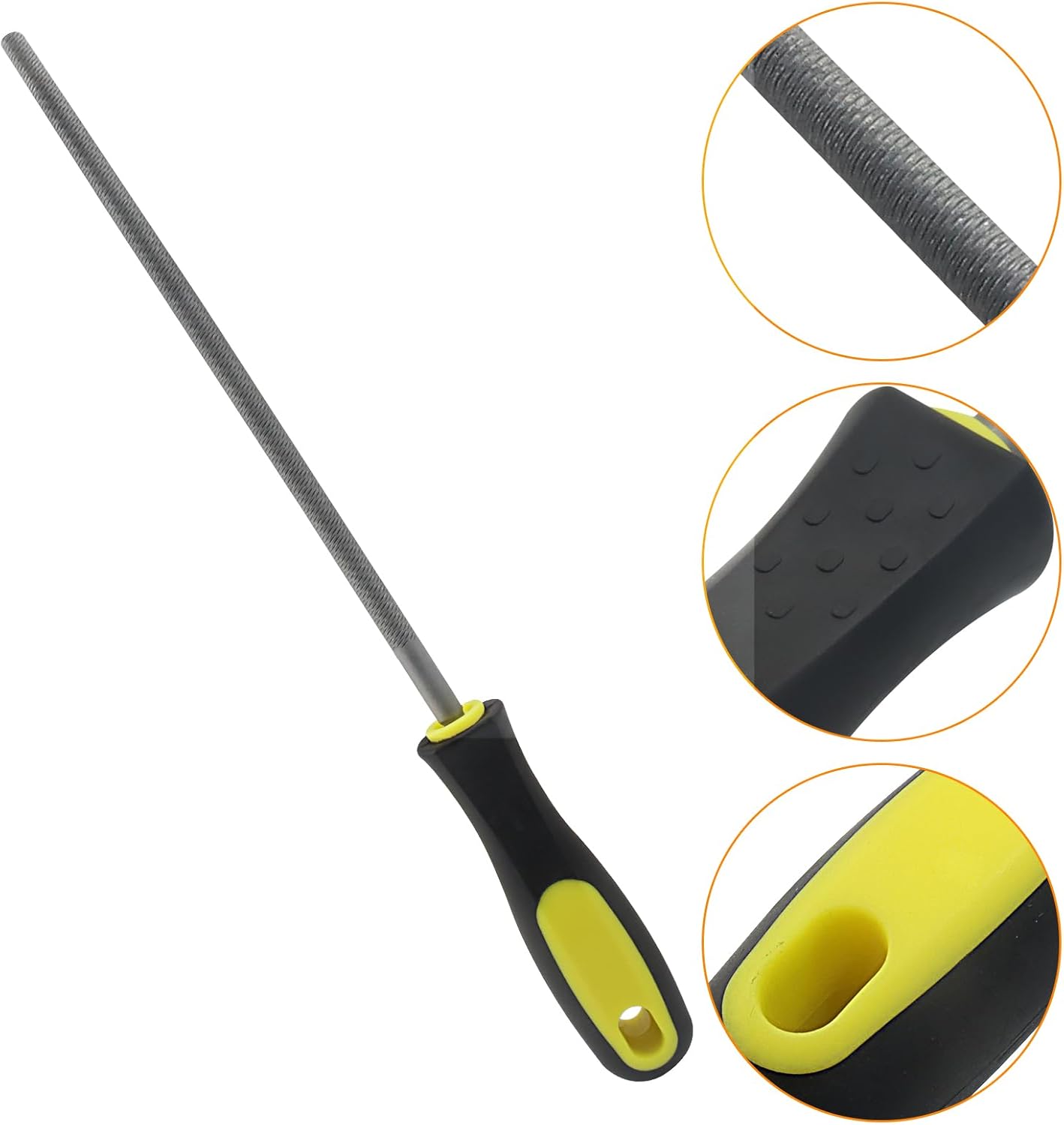 8 Inch Round File, Carbon Steel Rat Tail Metal File Tool Sharpener for Professionals/Wood/DIY Enthusiasts — image 4