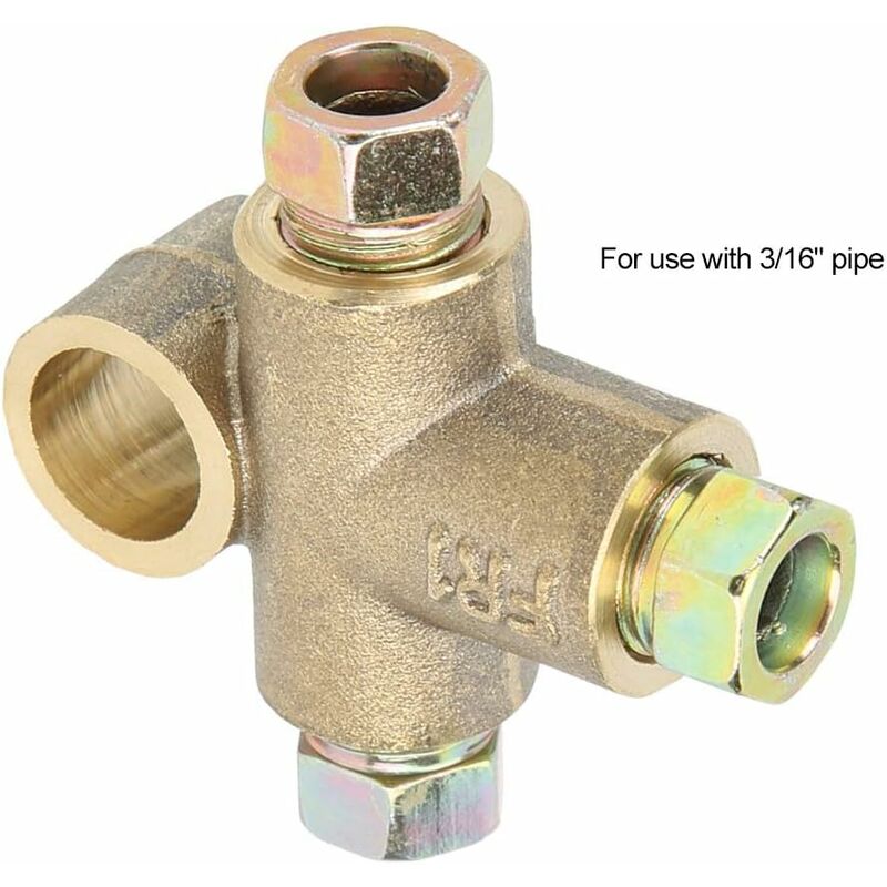 Brake Line Tee Pipe Connector T Shape 3 Way Adapter With 3 Male Nuts Short Union M10 3/16 Inch 10Mm Hose+3 Way Brake โ image 2