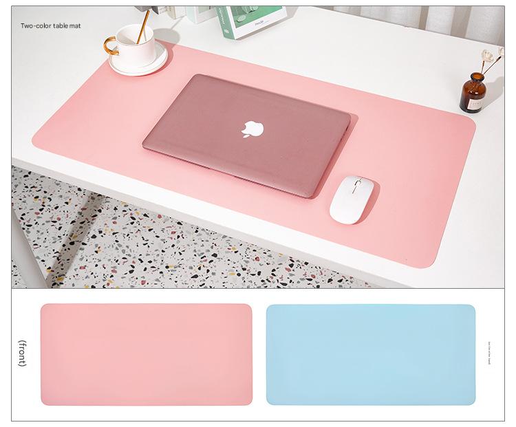 2 PCS Smoky pink/light blue Extra-Large Leather Table Mat for Study & Work - Pad for Students & Office Use (60x30cm) โ image 2