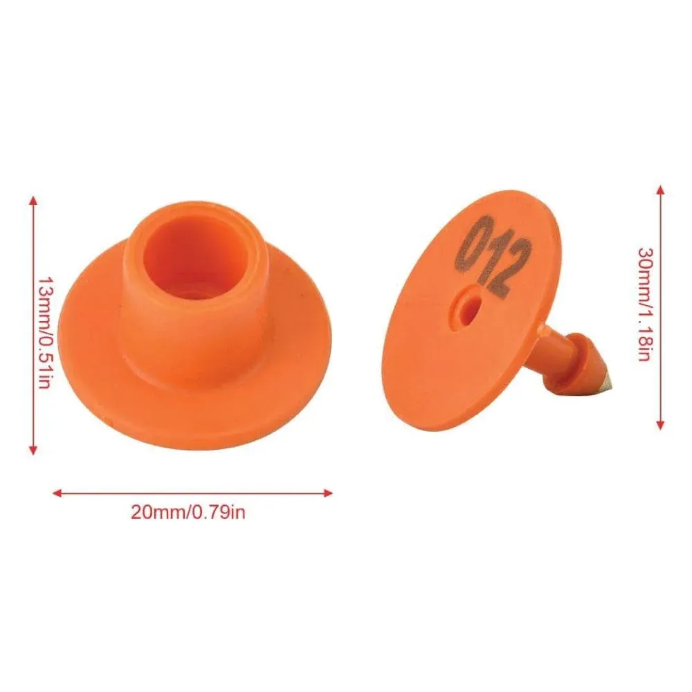 1-100 Cattle Number Ear Tag Set - Round Orange Pig Sheep Goat Livestock Label — image 4