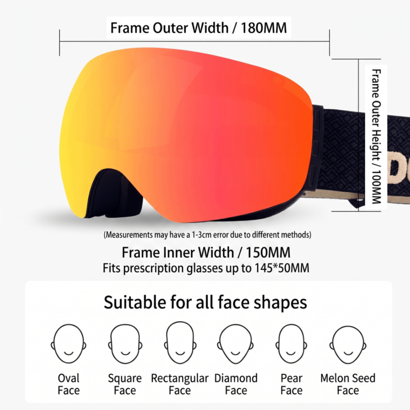 Magnetic Ski Goggles with HD Anti-Fog Spherical Lens, UV400 Protection for Snow Sports, Compatible with Eyewear, Ideal for Skiing and Mountain Climbing (B) — image 4