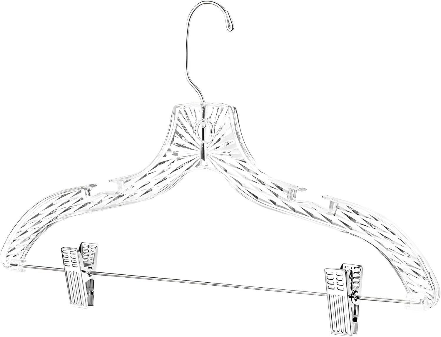Clothes Hangers with Clips Plastic Set of 12 Pack Heavy Duty Hangers Dresses, T-Shirts Shirt Suit Hangers for Closet Organization Crystal Clear Hanger Pants