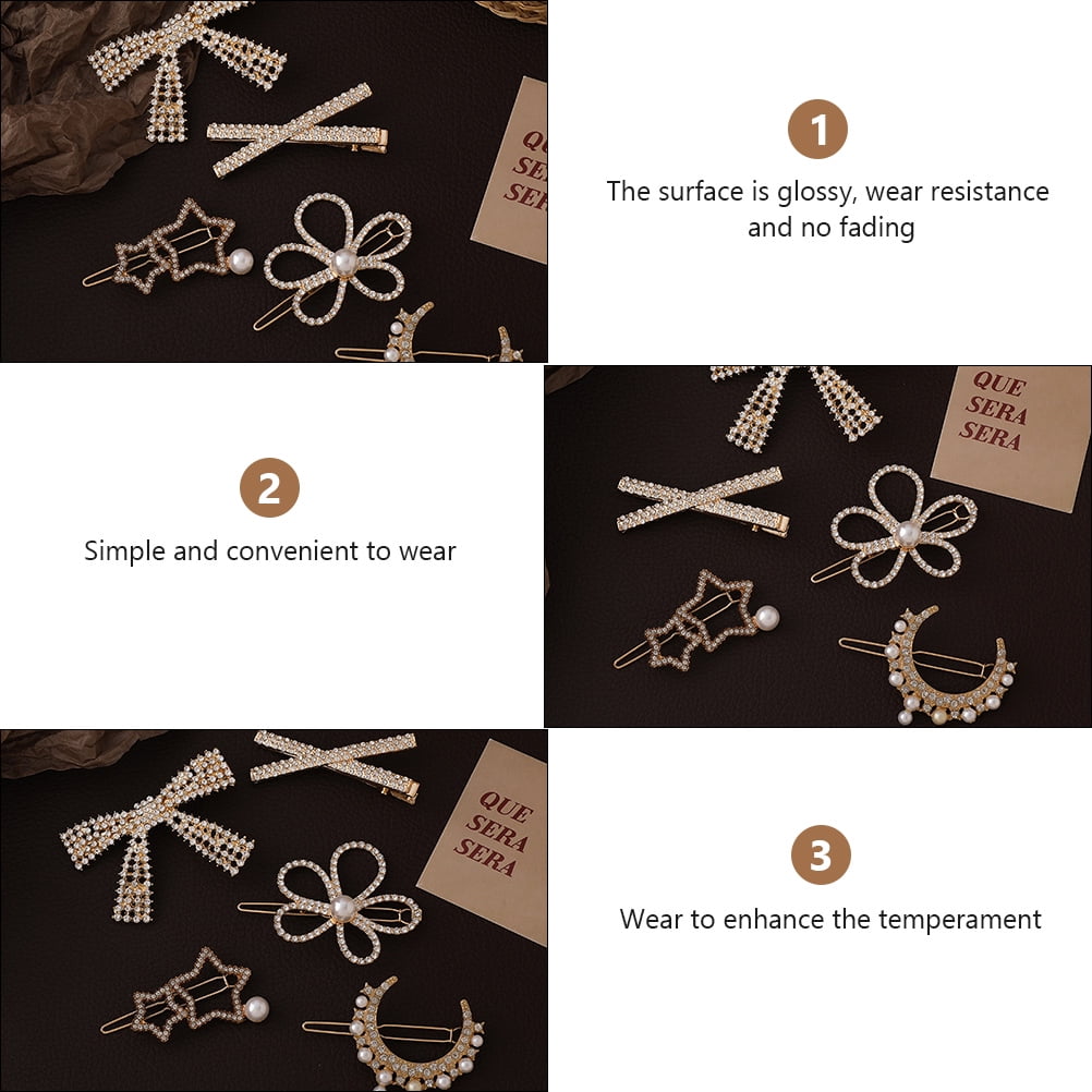 5-Pack Rhinestone Hair Barrettes Small Sparkling Hair Clips for Women Daily Wear and Stylish Accessories — image 4