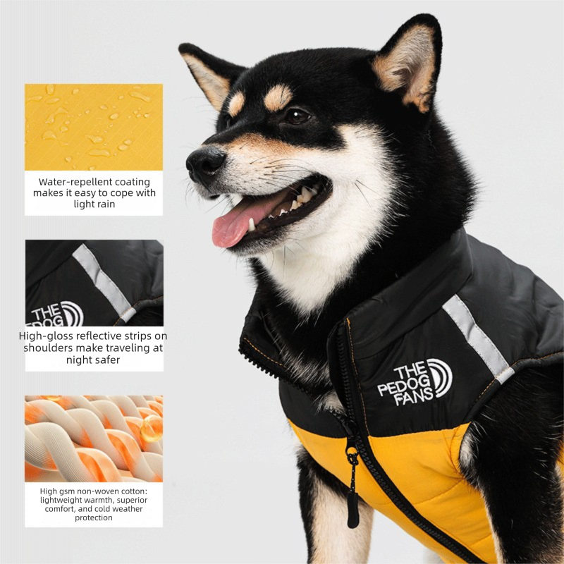 2-Pack (Pink + Yellow) —L Size — Warm, Thickened Winter Dog Coat / Pet Clothing — Waterproof Winter Dog Vest — Reflective Safety Design (Leash Compatible) — image 6