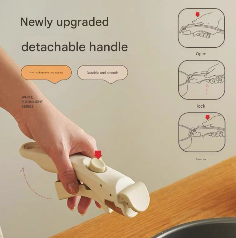 White Universal Detachable Pot Handle - Anti-Scald Handle Accessory for Milk Pots & Woks, General Purpose โ image 2