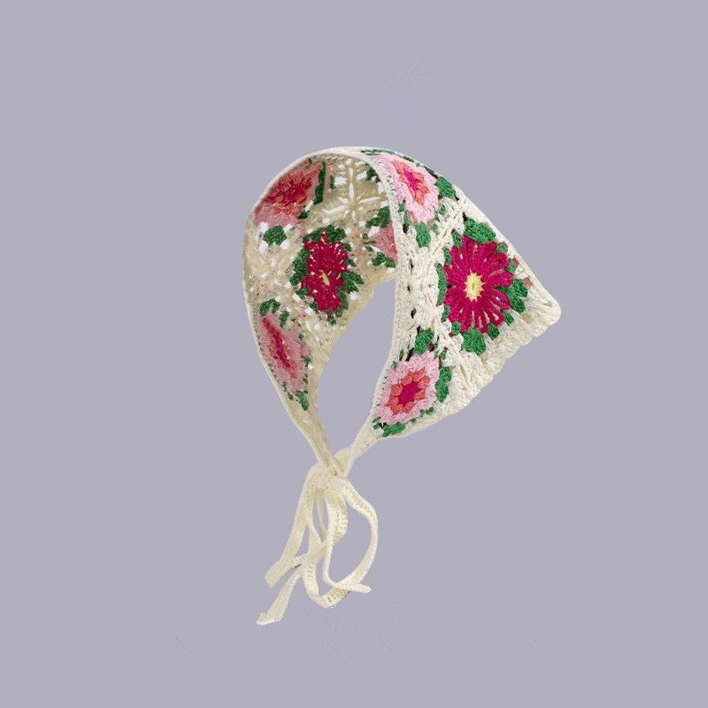 5 Pieces Crochet Hair Bandana Floral Hair Scarf Boho Head Vintage Headbands Triangle Hair Tie Handmade Hair Accessories β image 2