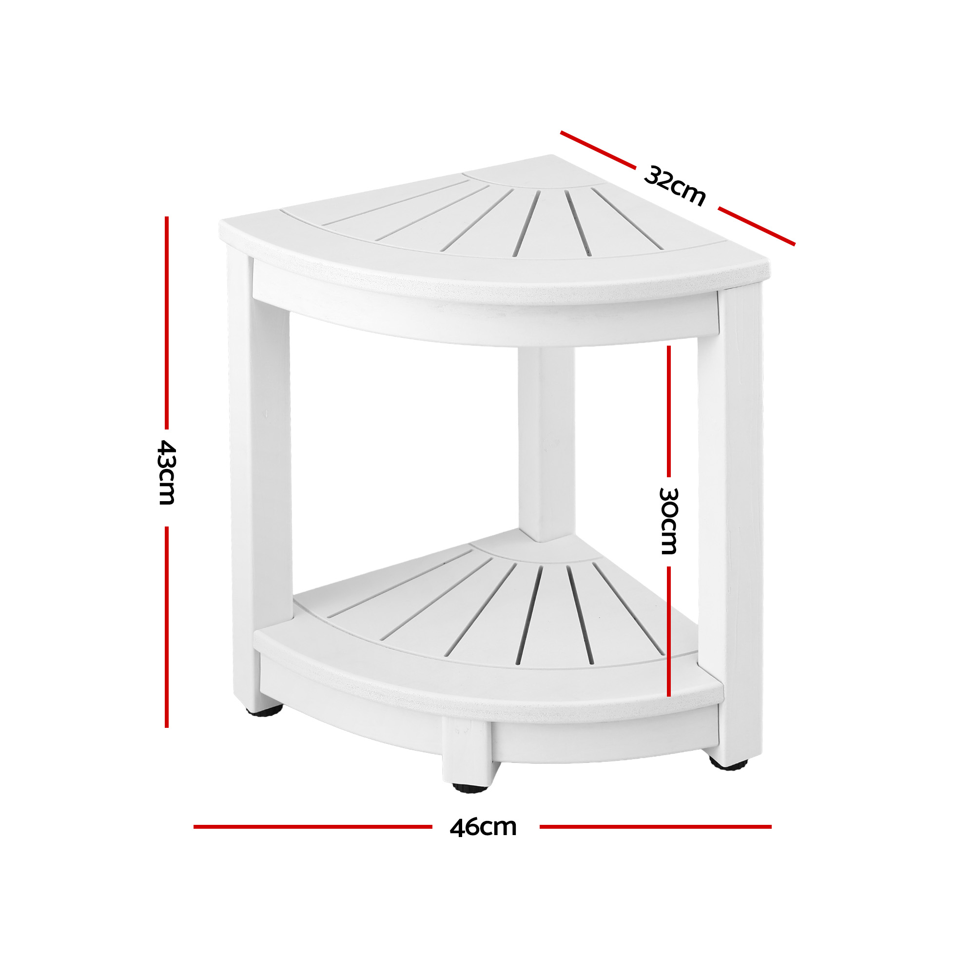 Gardeon Outdoor Coffee Side Table HDPE Desk Corner Shower Stool Bench Seat with Storage Shelf White — image 2