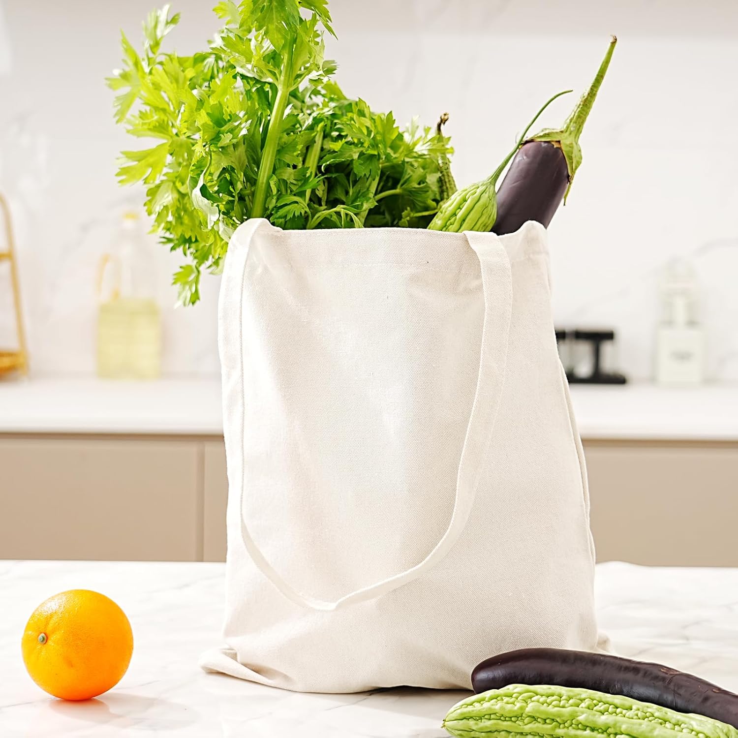 Reusable Grocery Shopping Bags Cotton Tote Bag, Blank Tote Canvas Bags for DIY Craft, Grocery,Shopping,Drawing โ image 5