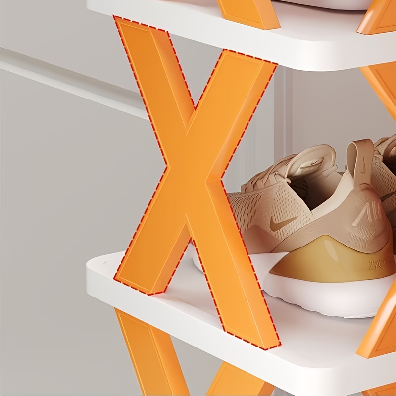 6-Tier Foldable White/Orange Shoe Rack, space-saving vertical design for entry halls, living rooms, bedrooms, closets, balconies—an essential organizing — image 4