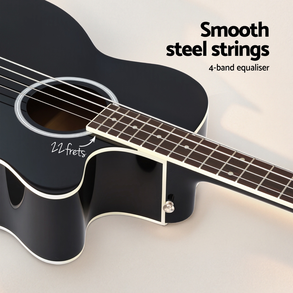 Alpha 43" Acoustic Bass Guitar Black 4-Band EQ — image 5