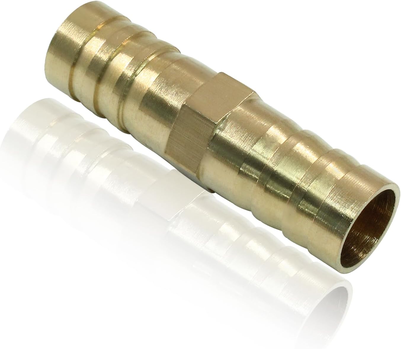 6Pcs Brass Hose Barb Fitting, 1/2" to 1/2" Barb Splicer Mender Hose Fittings Brass Hose Barb Adapter with Pipe Hose Clamp for Air Water Fuel Oil — image 2