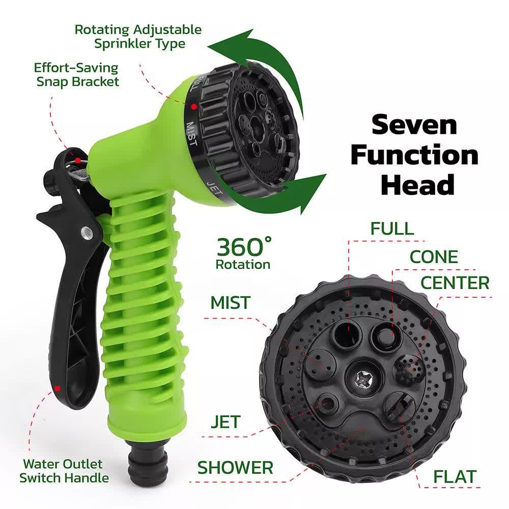25FT Water Garden Hose Flexible Expandable Pipe Car Wash W/ Spray Nozzle Gun โ image 4