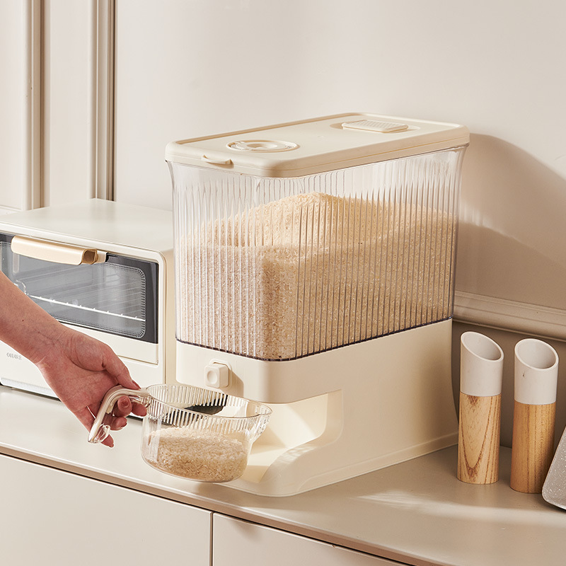 Regular Apple Green Smart Kitchen Rice Dispenser - Automatic Press-Style Rice Storage Bin โ image 2