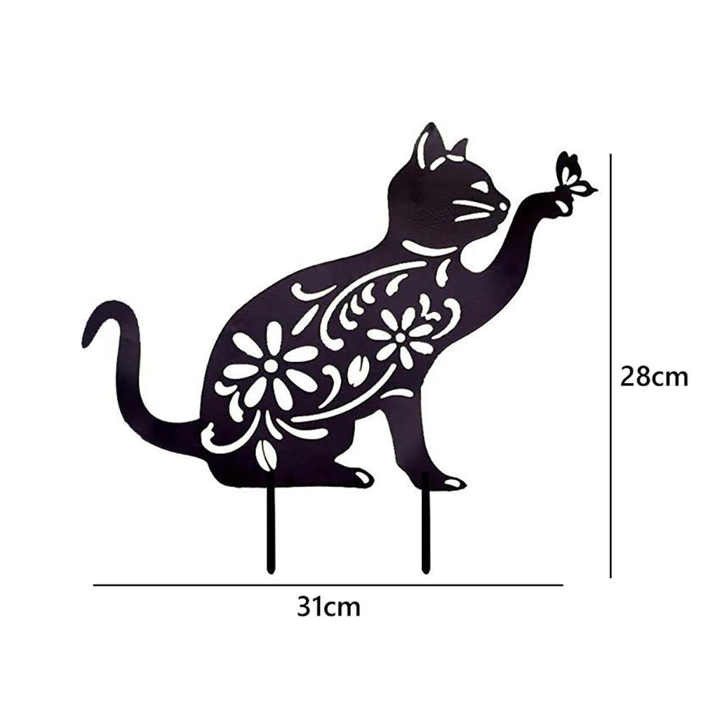 Cat Decorative Garden Stake Iron Hollow Exquisite Cat Garden Decor — image 2