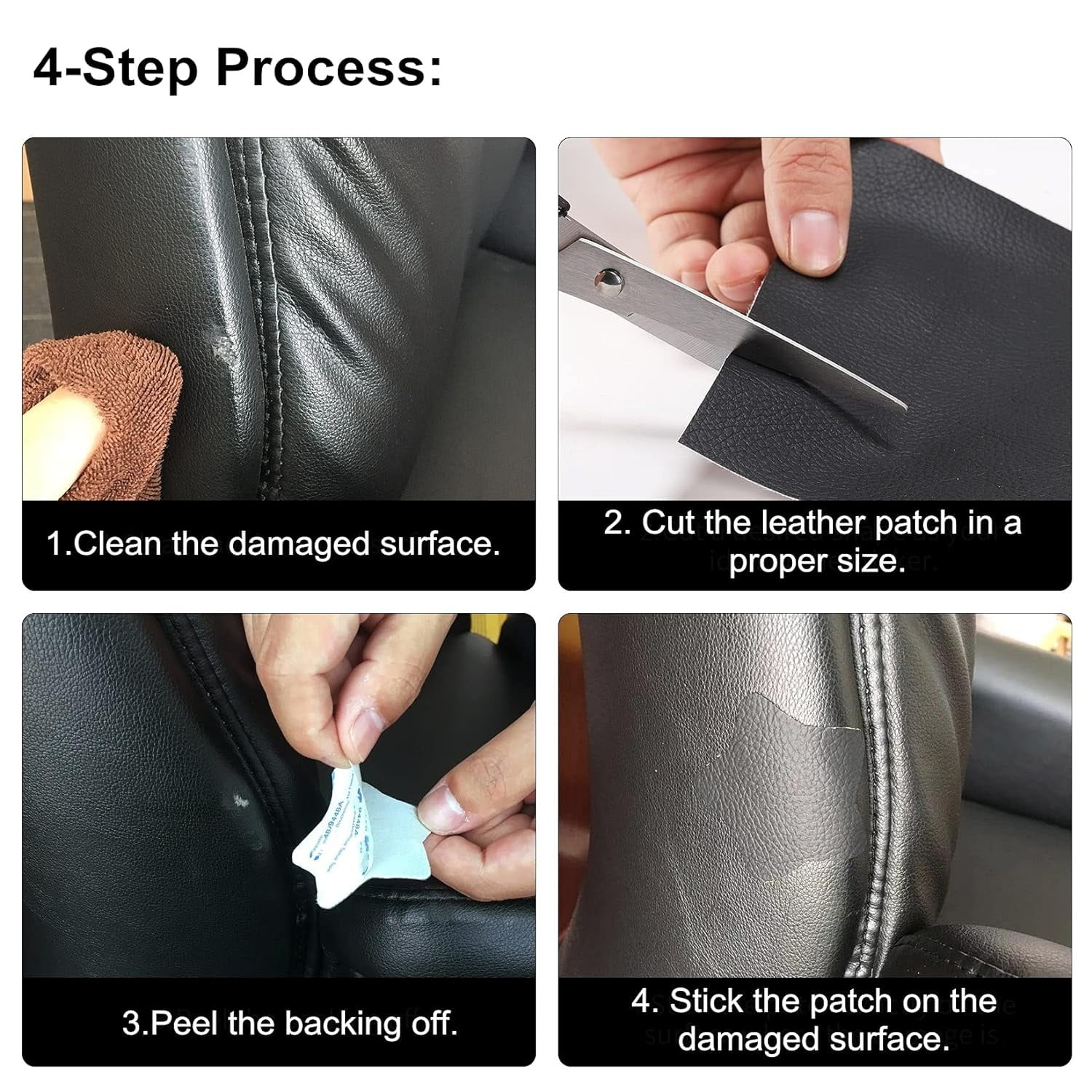 Miaochuan 3 x 60 Inch Self Adhesive Leather Repair Patch Tape, and Leather Repair Kit for Couches, Furniture, Car Seat, Boat Seat, Sofa, Upholstery, Chair — image 6