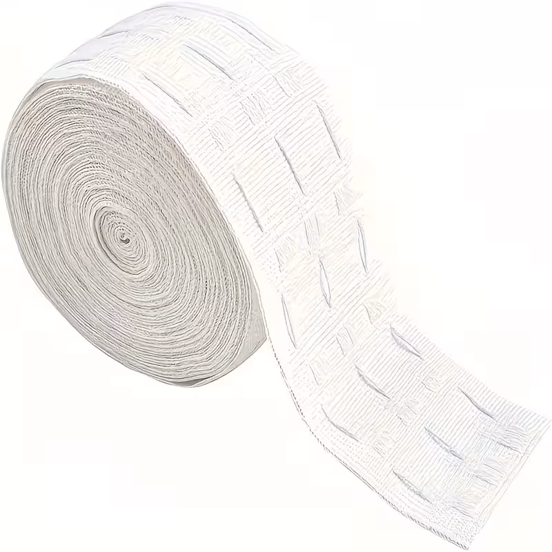 11 Yard x 3 Inch Wide Curtain Pleat Header Tape White Detachable 100% Polyester Curtain Heading Deep Pinch Tape Accessories Ribbons Pull for Window Treatments