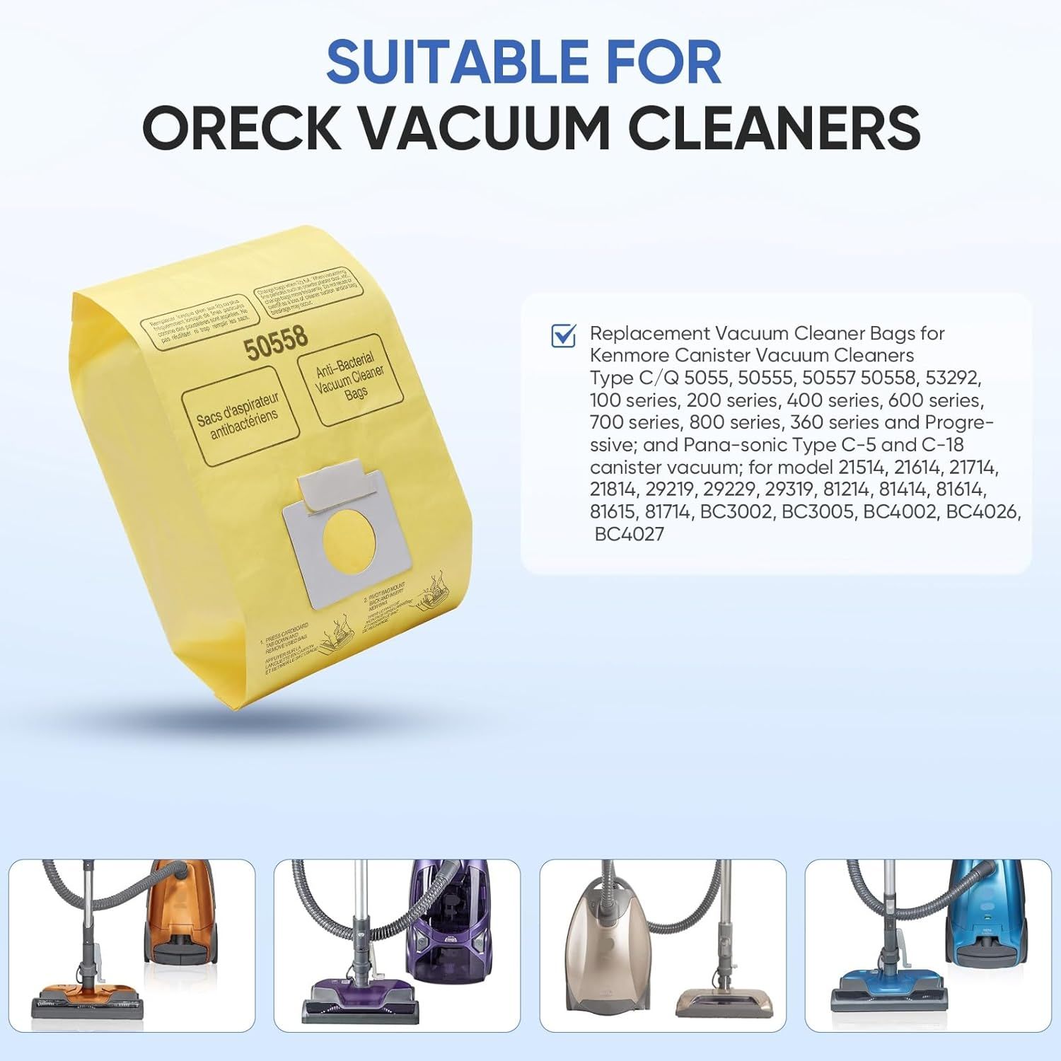 20 Pack vacuum bags Compatible with Kenmore Canister 5055, 50557,50558 and Type C,C-18, 53292, 200 Series, 400 Series, 600 Series, 700 Series, 800 Series — image 3