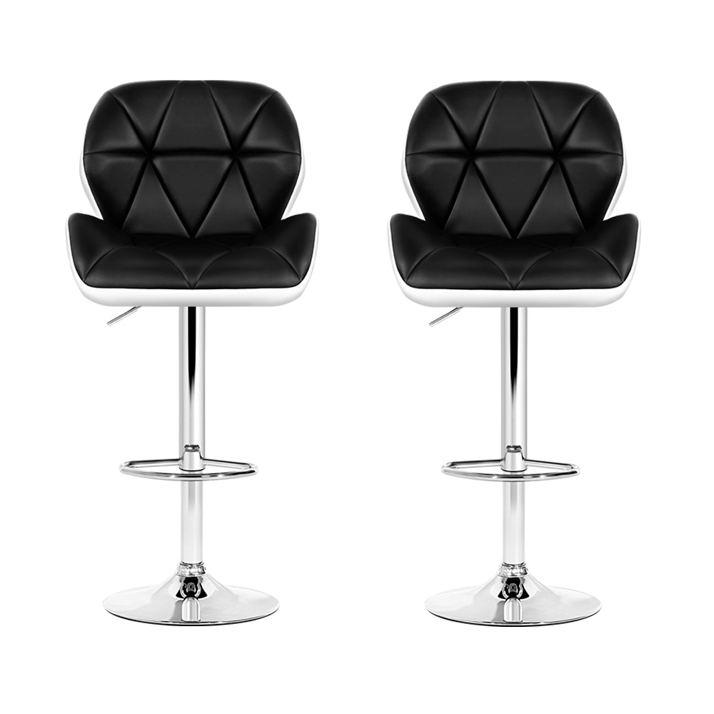 Artiss 2x Bar Stools Gas Lift Padded Leather Black & White — image 3