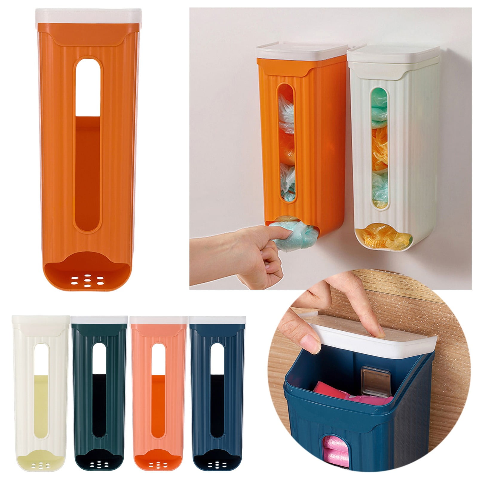 Storage Container, Storage Containers Promotion, Kitchen Wall Mounted No Punched Rectangular Shopping Bag Storage Box with Lid Blue โ image 4