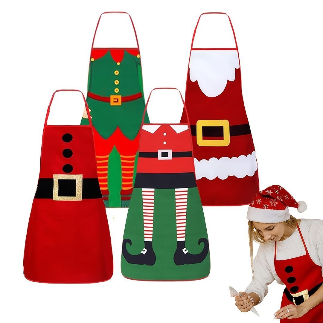 Christmas apron, waterproof apron, oil-resistant apron, festive kitchen decor, holiday cooking apron, Santa apron, snowman apron, reindeer โ image 5